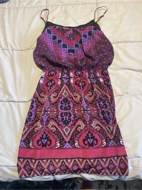 Express Fuchsia and Purple Print Cami Dress